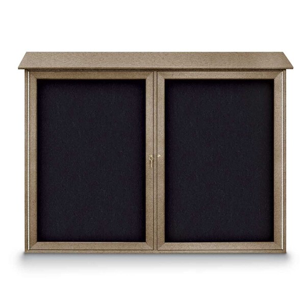 Indoor Enclosed Combo Board, 48"x36", Satin Frame/Black Porcelain & Cork